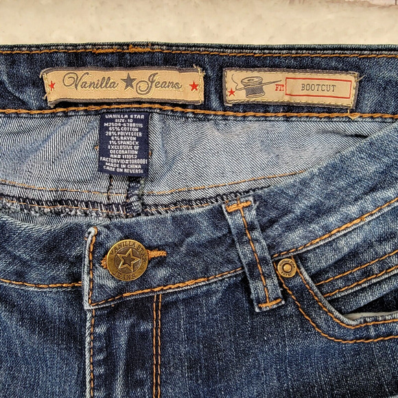 Vanilla Star Jeans Women 10 Bootcut Dark Wash Fade Distressed Embellished Y2K - Picture 3 of 12